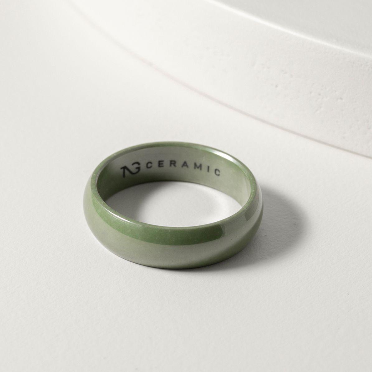 POLISHED CURVED OLIVE GREEN RING