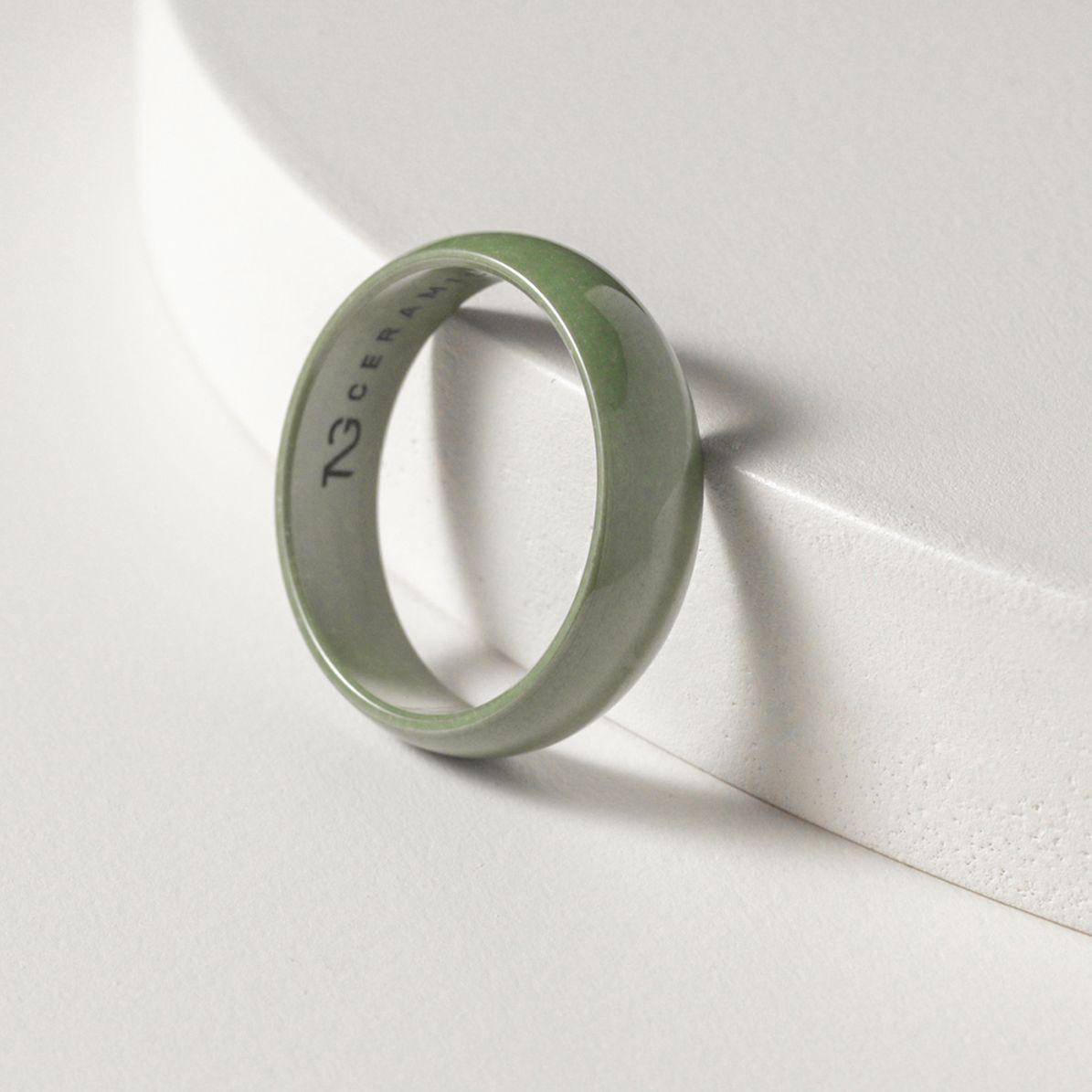 POLISHED CURVED OLIVE GREEN RING - Image 2